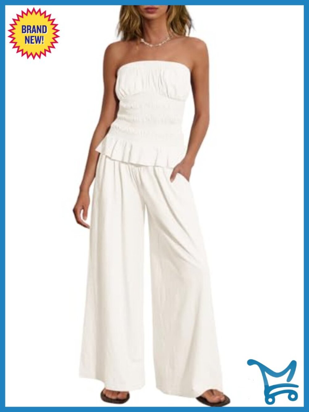 Strapless Tube Top 2 Piece Lounge Set with Pockets